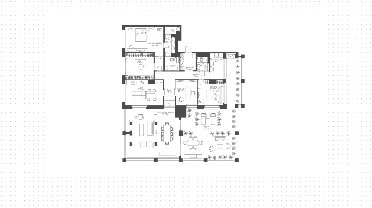 Терраса Тишинки — пентхаус в ЖК «Клубный дом на Тишинке», 7 этаж — Планировка