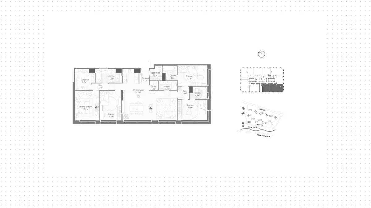 Сокол Раменок — пентхаус в ЖК «West Garden», 14 этаж — Планировка