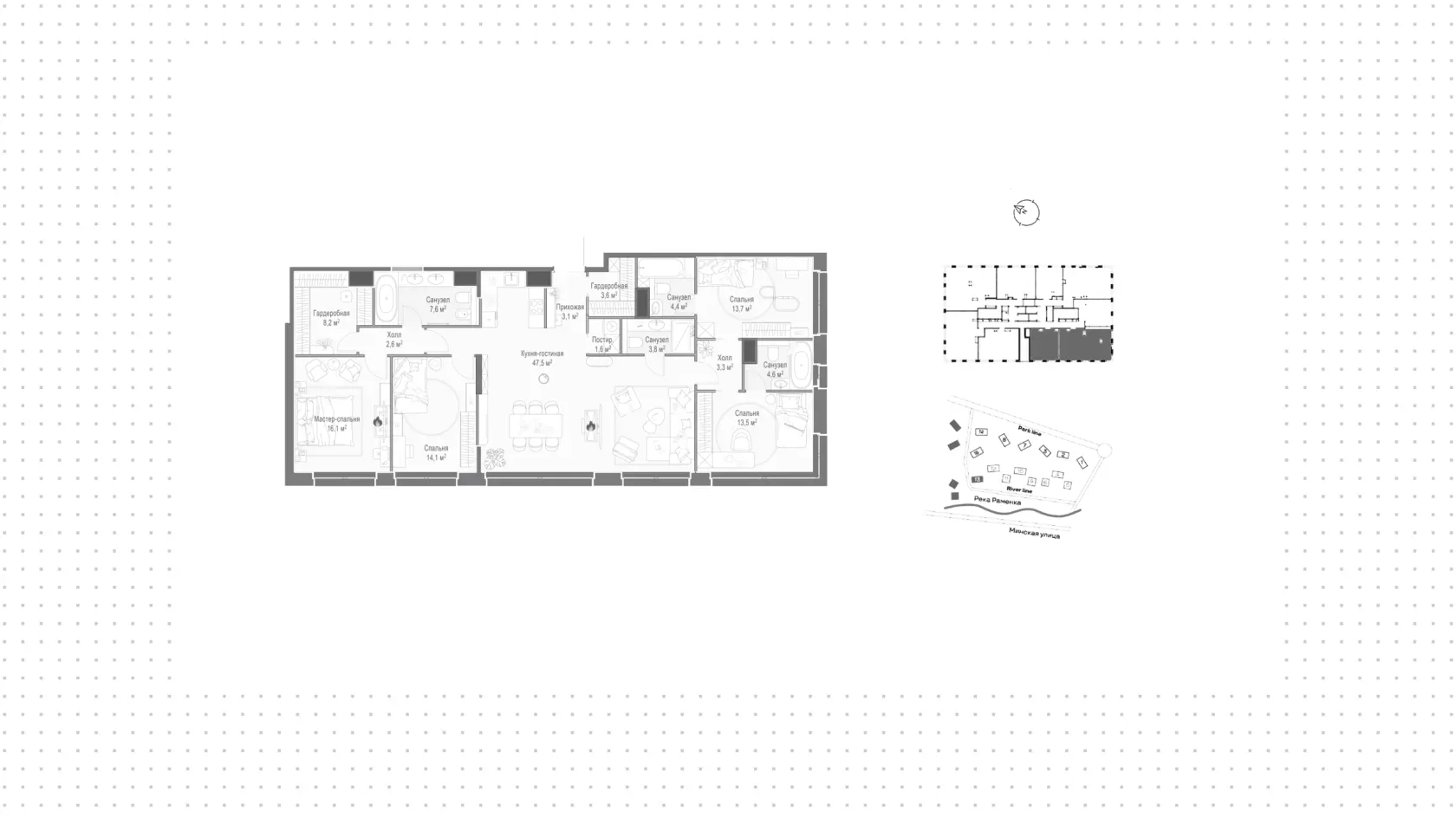 Сокол Раменок — пентхаус в ЖК «West Garden», 14 этаж — Планировка