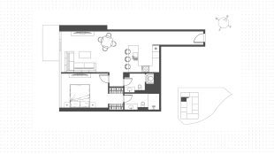 1-комнатные апартаменты, 84 м²