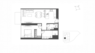 1-комнатные апартаменты, 84 м²