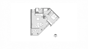 1-bedroom apartment, 734 ft²