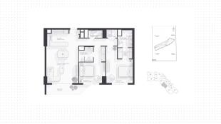 2-bedroom apartment, 1 163 ft²
