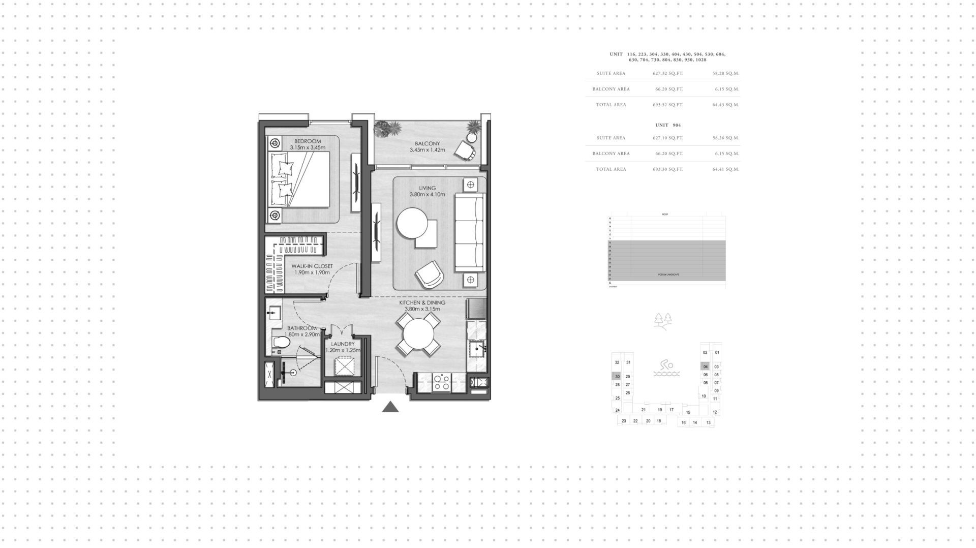 1-комнатные апартаменты, 65 м²