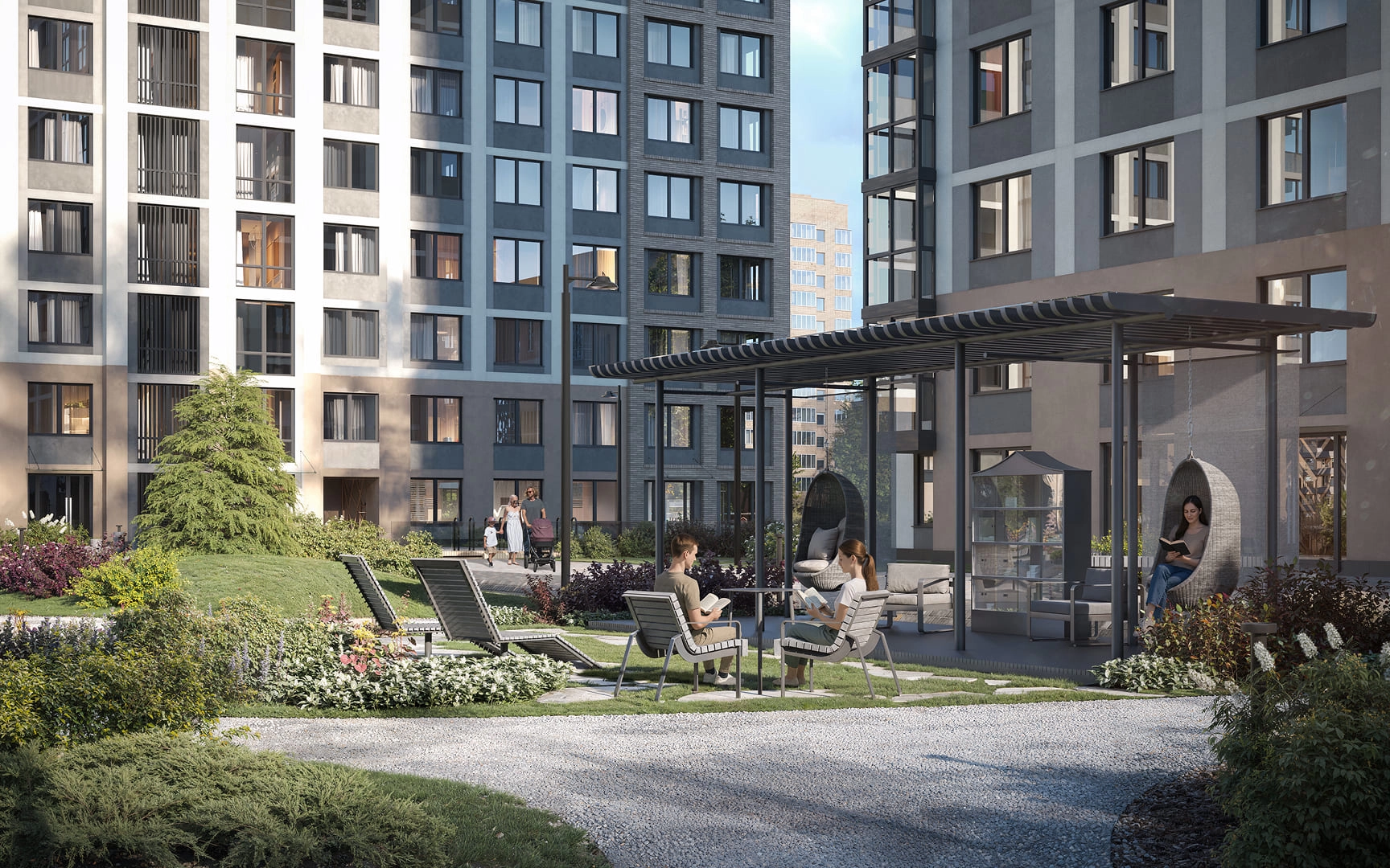 Фотографии приватной территории ЖК «Гений»